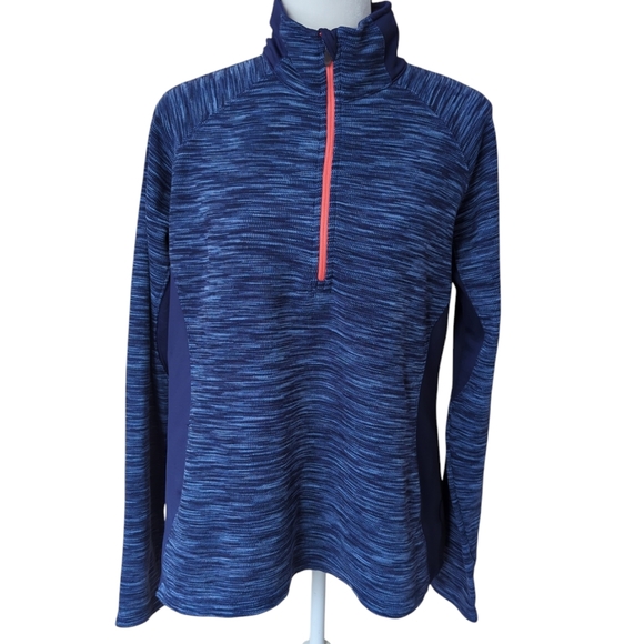 Columbia Sportswear Co. Quarter Zip Striped Long Sleeve Sweatshirt XL Blue - Picture 2 of 14